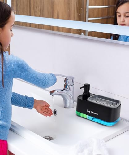 3-in-1 Sponge Holder Soap Dispenser Set - Black