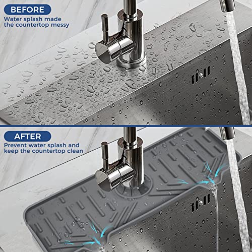 Grey Silicone Faucet Drip Catcher Tray & Sponge Holder