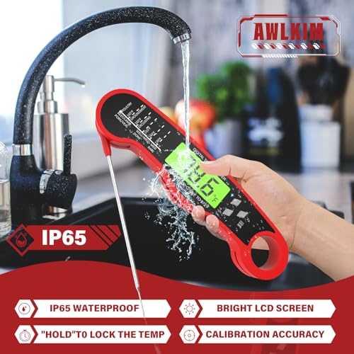 Red Digital Meat Thermometer for Indoor & Outdoor Cooking