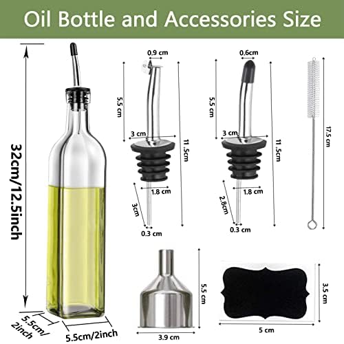 Leaflai Glass Olive Oil and Vinegar Dispenser Set