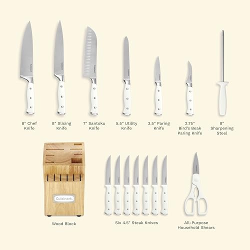 15-Piece Cuisinart Knife Set with White Block