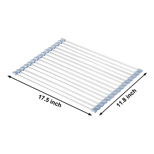 Foldable Stainless Steel Sink Dish Drying Rack, Gray