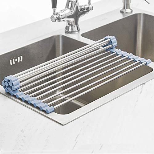 Foldable Stainless Steel Sink Dish Drying Rack, Gray