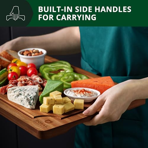 Bamboo Wood Cutting Boards Set with Deep Juice Groove