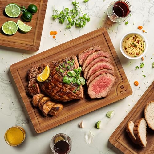 Bamboo Wood Cutting Boards Set with Deep Juice Groove