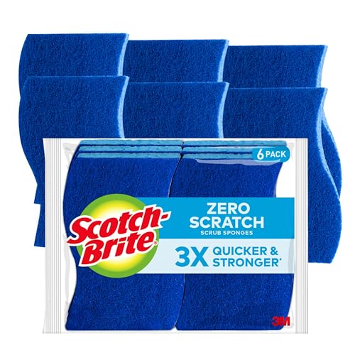 Scotch-Brite Zero Scratch Kitchen Scrub Sponges, Set of 6