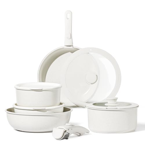 Cream White Stackable Cookware Set, Induction & Oven Ready