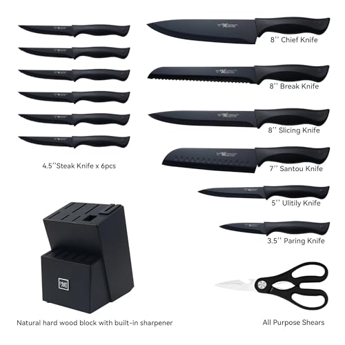 HUNTER.DUAL 15 Pc Kitchen Knife Set, Self-Sharpening