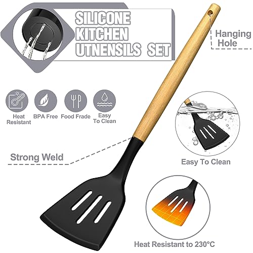 34PCS Silicone Cooking Utensils with Holder & Spatula