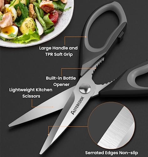 Astercook Heavy Duty Kitchen Shears - Multi-Use, Ergonomic