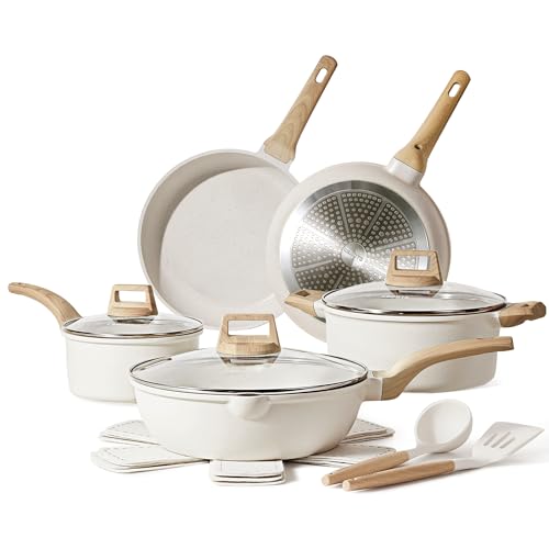 Nonstick Cookware Set with Utensils and Pan Protectors
