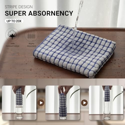 ZHMZ 100% Cotton Dish Towels, Absorbent 16"x25" 6-Pack