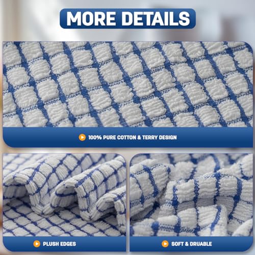 ZHMZ 100% Cotton Dish Towels, Absorbent 16"x25" 6-Pack