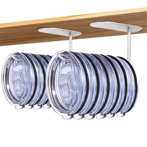 Silver Cup Lid Organizer for Kitchen Cabinets, Set of 2