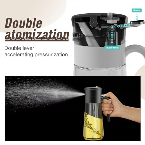 Glass Olive Oil Dispenser & Sprayer Set, 18oz Black