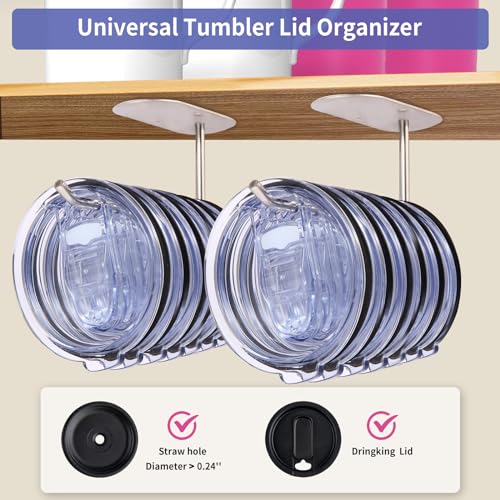 Silver Cup Lid Organizer for Kitchen Cabinets, Set of 2