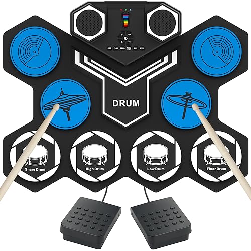 Portable Electric Drum Set with Built-in Speakers