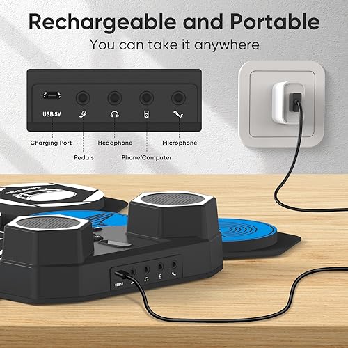 Portable Electric Drum Set with Built-in Speakers