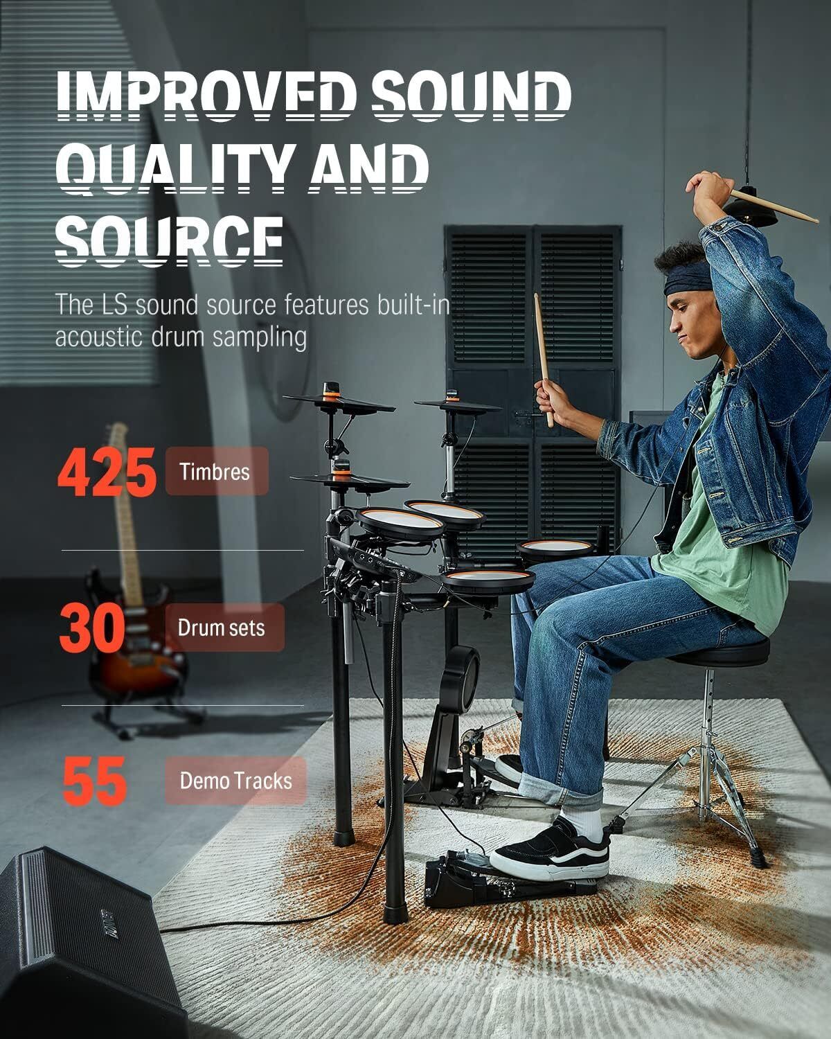 Donner DED-100 Mesh Pad Drum Kit + Throne