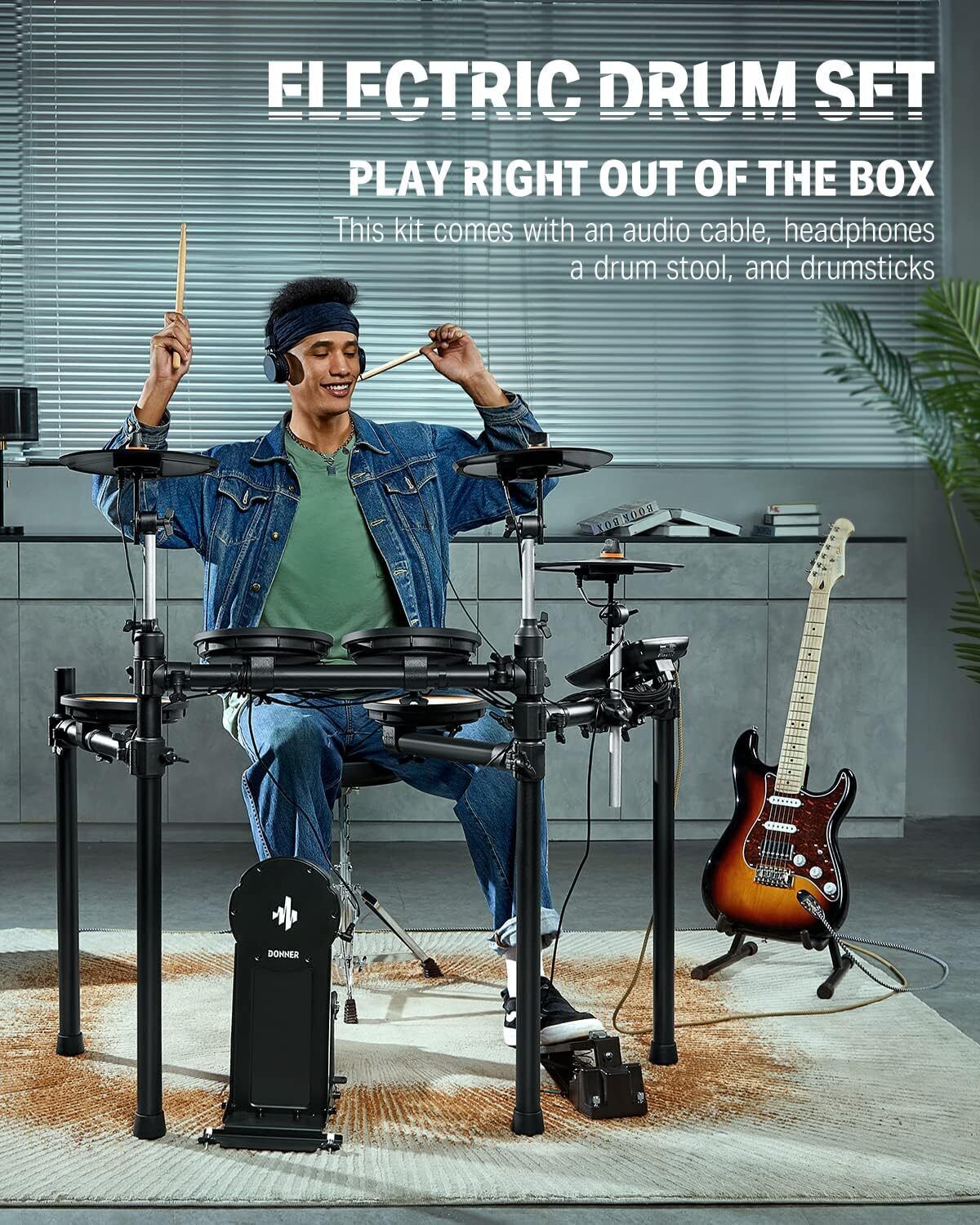 Donner DED-100 Mesh Pad Drum Kit + Throne