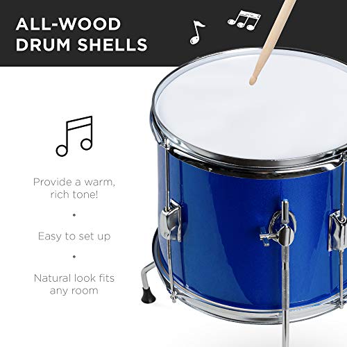 Kids 5-Piece Drum Kit with Cymbals & Pedal - Blue