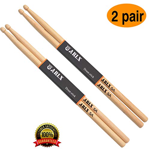 Premium Maple Drum Sticks - 5A Wood Tip (2 Pairs)