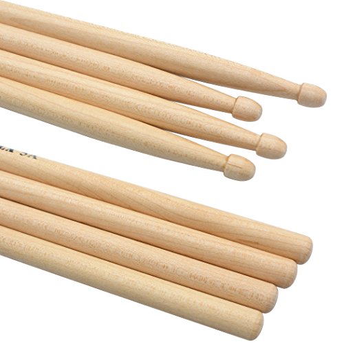 Premium Maple Drum Sticks - 5A Wood Tip (2 Pairs)