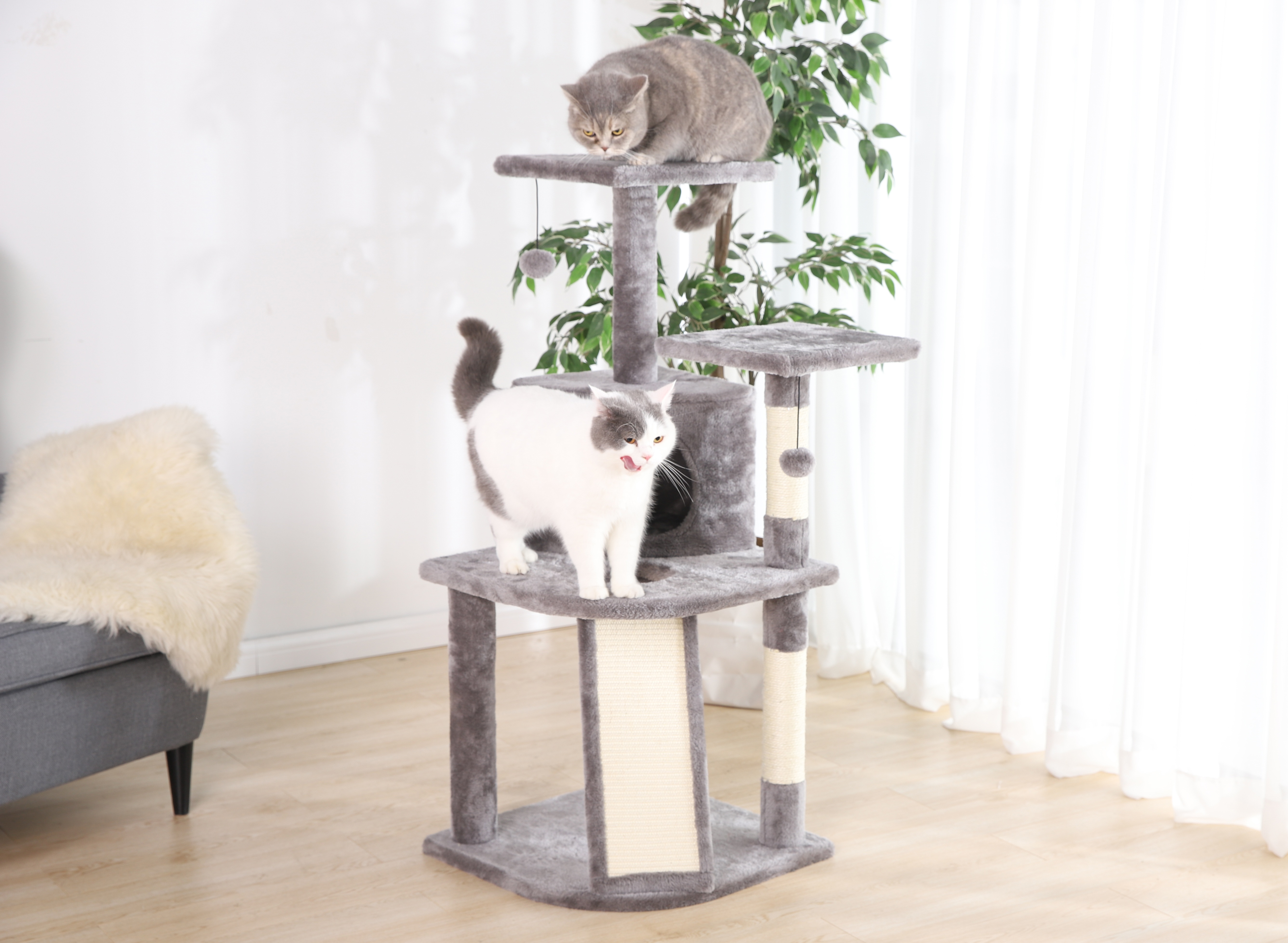 Gray Cat Tree with 5 Levels