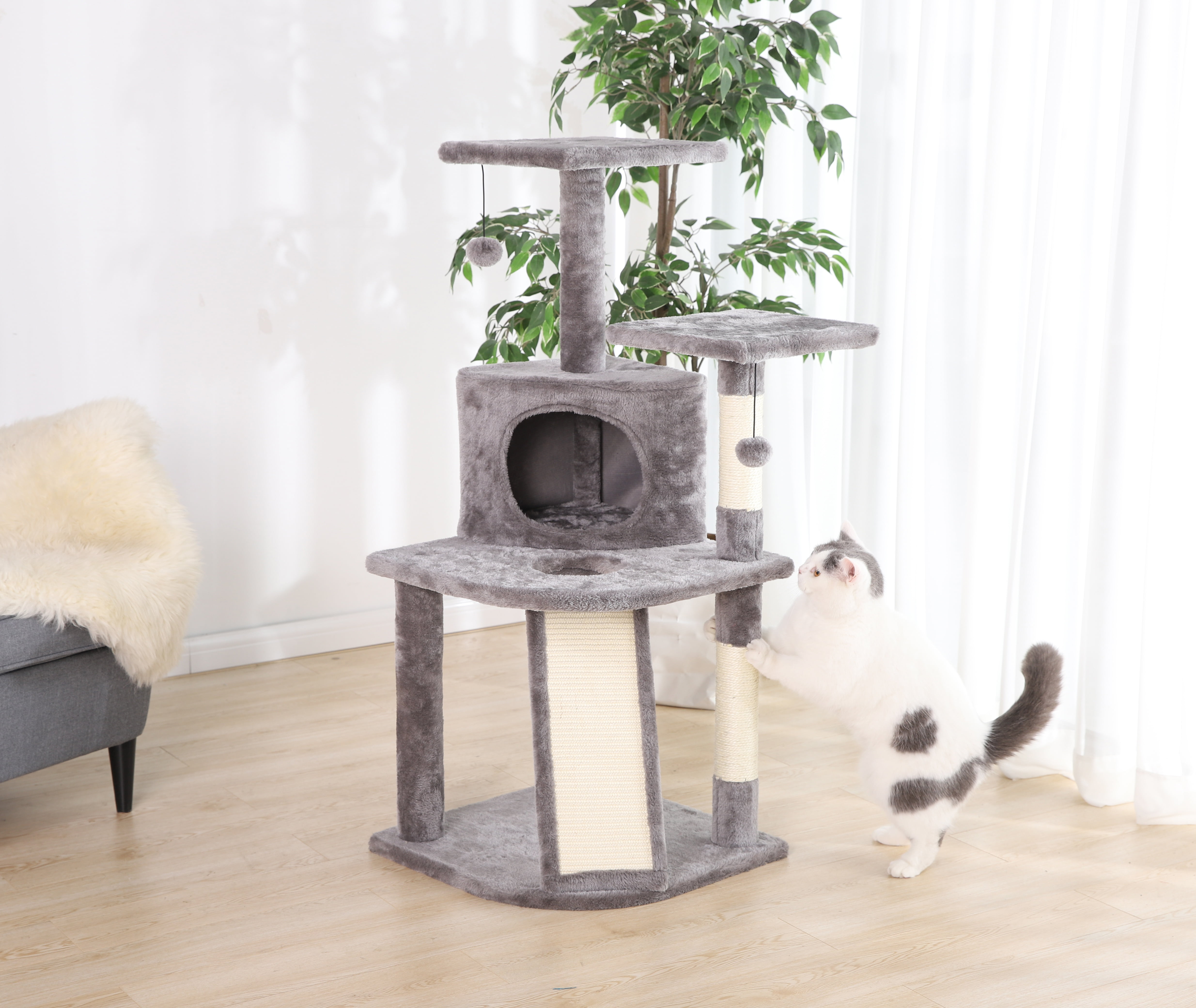 Gray Cat Tree with 5 Levels