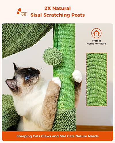 Cactus Cat Tree with Hammock and Scratching Post