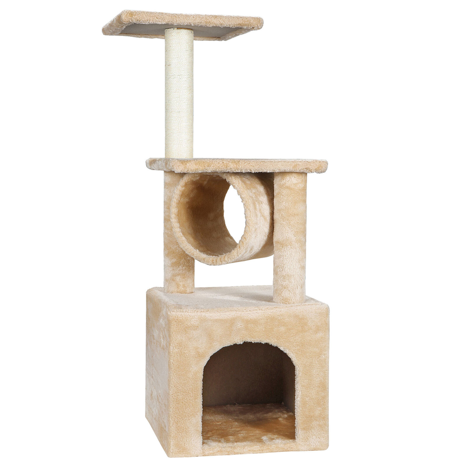 Beige Cat Tree Condo Scratching Post Tower