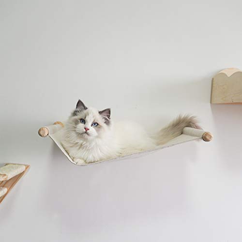 Wall-mounted Cat Climbing Shelf with Sisal Bridge