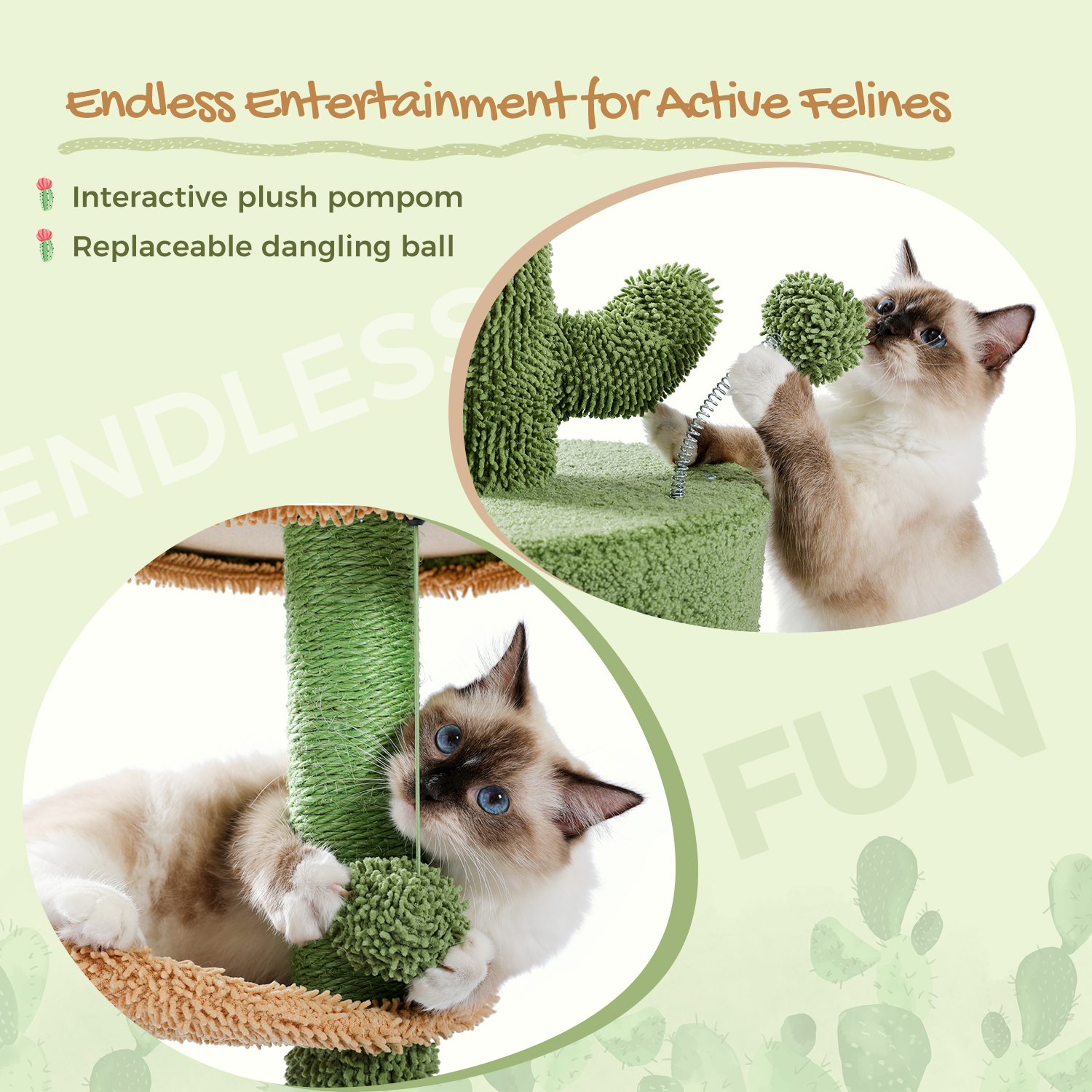 Cactus Cat Tree for Small Cats, Green