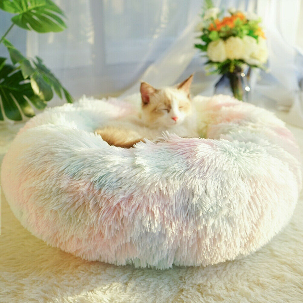 Round Donut Plush Pet Bed for Cats