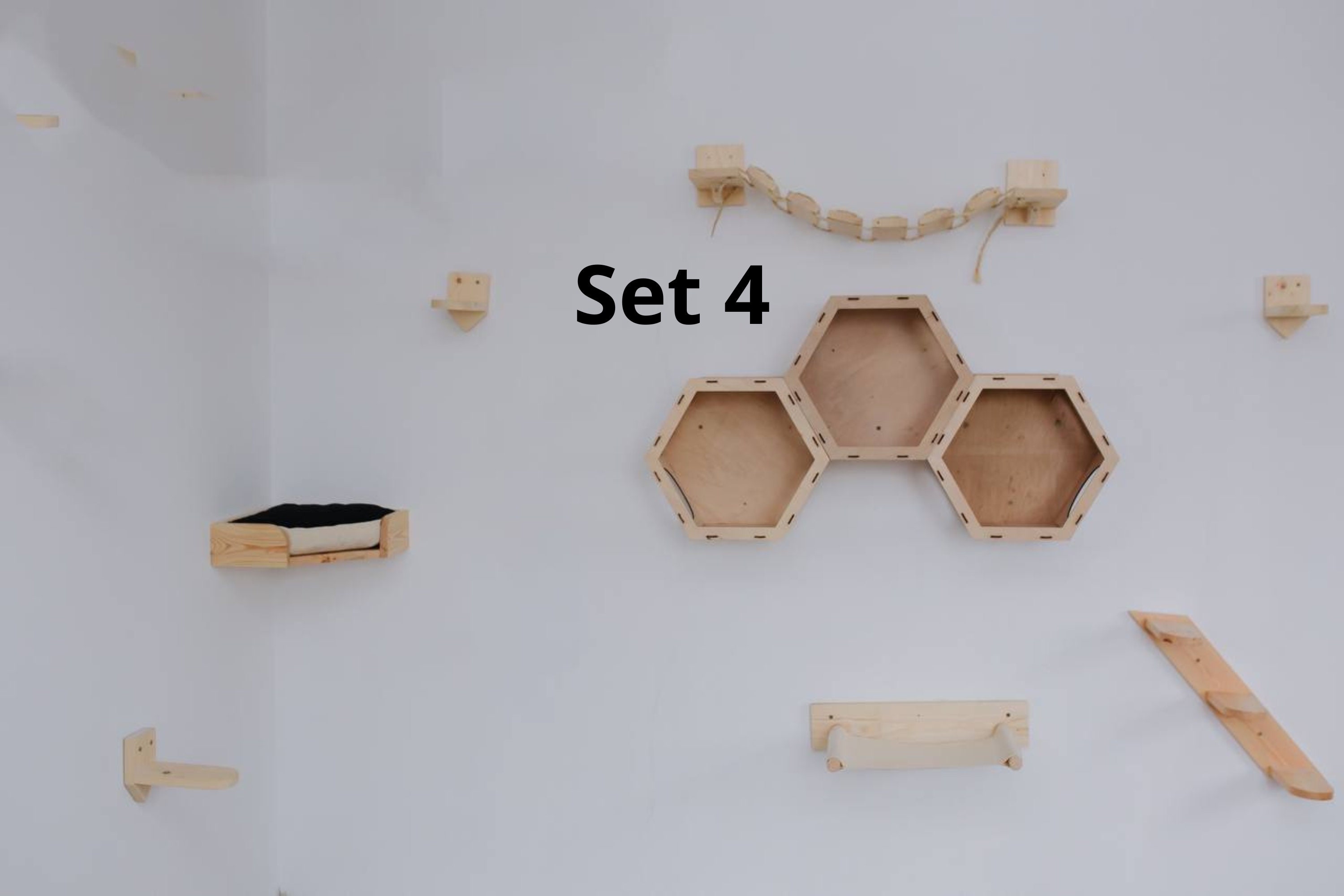 Wall-mounted cat furniture set
