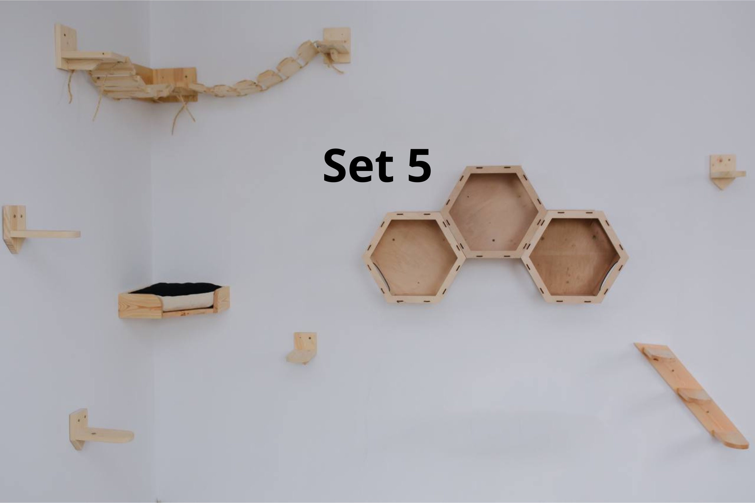 Wall-mounted cat furniture set