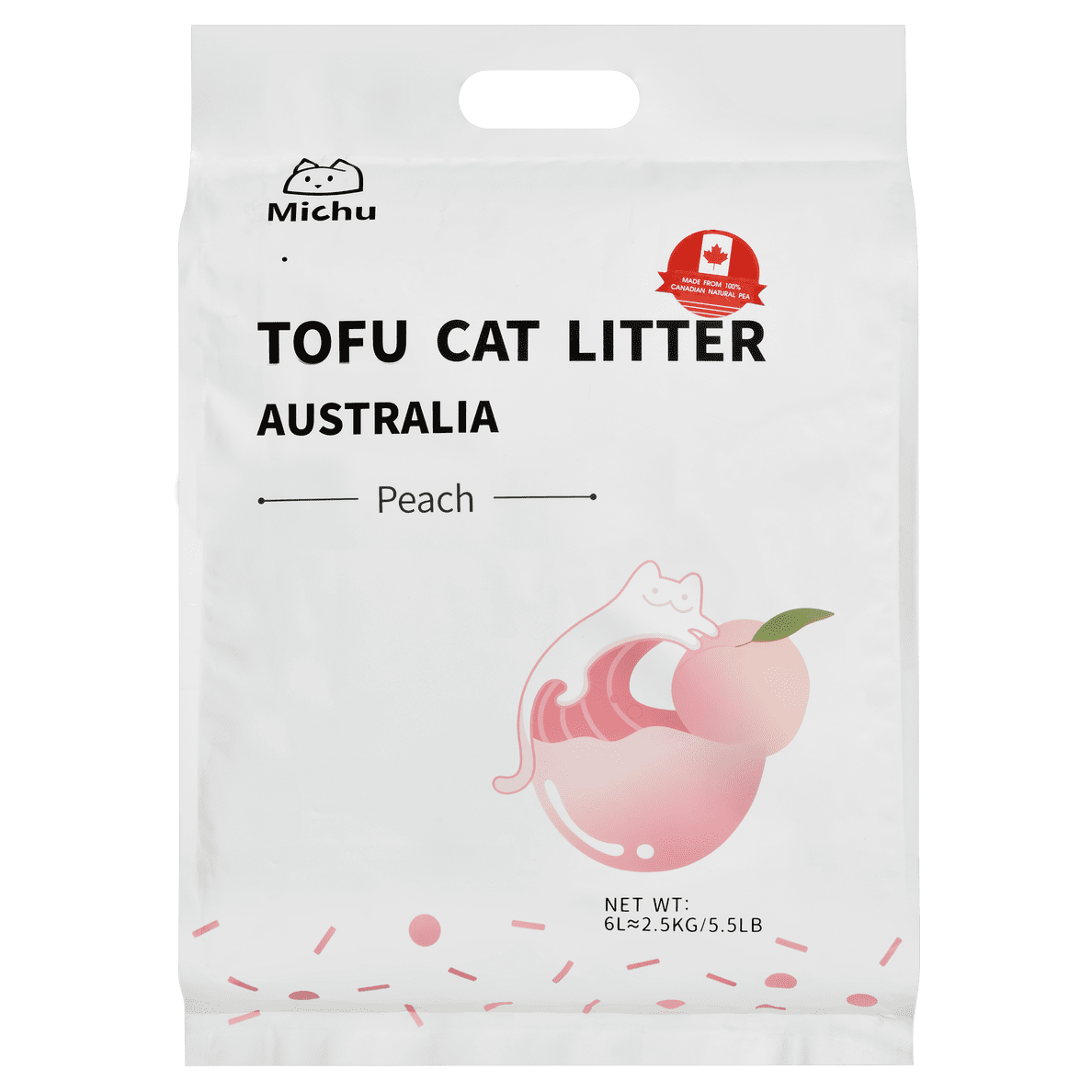 Michu Natural Clumping Tofu Cat Litter (Peach)