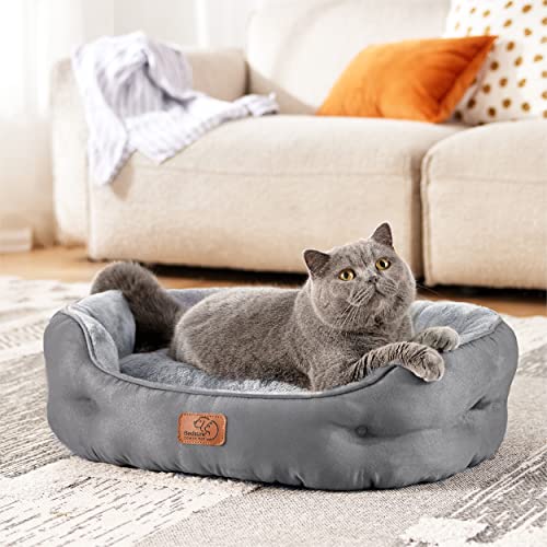 Round Grey Small Pet Bed for Cats and Dogs