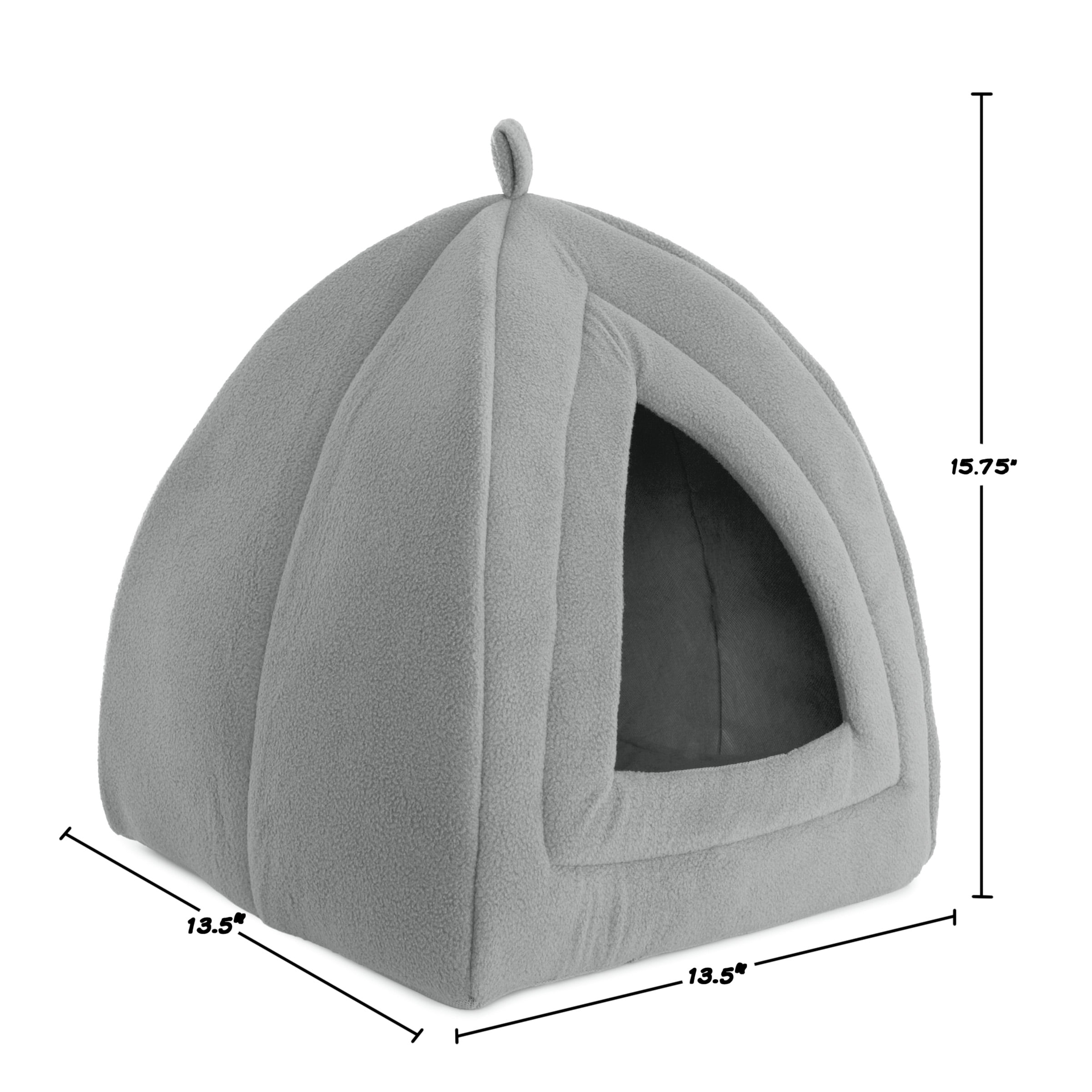 Cat House - Indoor Bed with Removable Foam Cushion - Pet Tent for Puppies, Rabbits, Guinea Pigs, Hedgehogs, and Other Small Animals by PETMAKER (Gray)