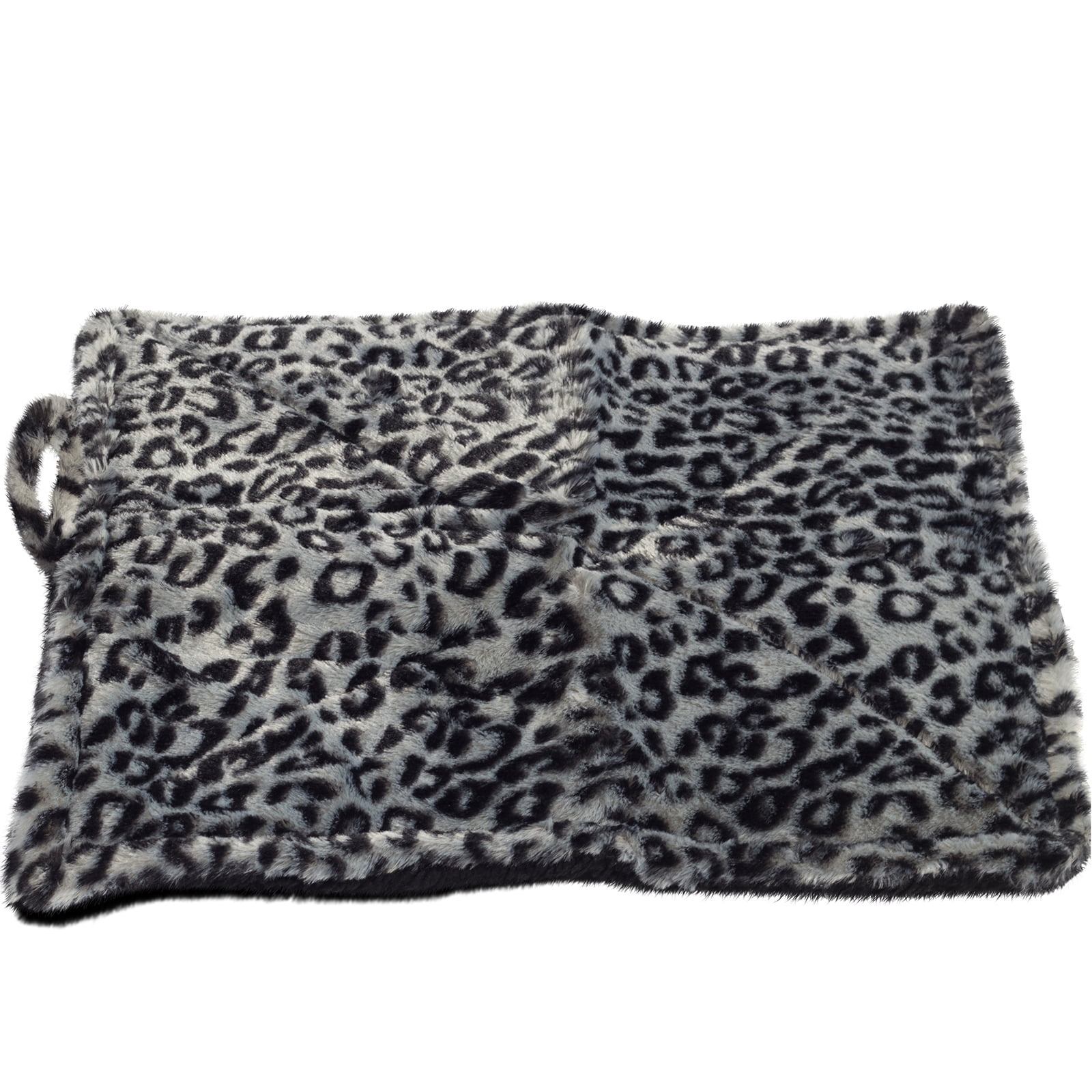 Paws & Pals Self Warming Medium Cat Pet Bed Gray Black Leopard Print (20x17.5x0.1 inches)