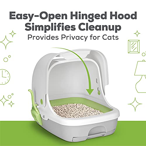 Hooded Cat Litter Box with Pellets & Pads
