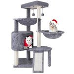 Cozy Grey Three-Layer Cat Tree with Hammocks