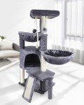 Cozy Grey Three-Layer Cat Tree with Hammocks