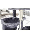 Cozy Grey Three-Layer Cat Tree with Hammocks