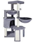 Cozy Grey Three-Layer Cat Tree with Hammocks