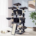 Large Smokey Grey Cat Tree with Condo & Scratching Post