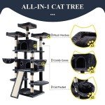 Large Smokey Grey Cat Tree with Condo & Scratching Post