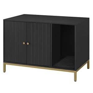 Modern Cat Litter Box Enclosure with Scratching Mat