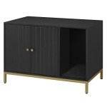 Modern Cat Litter Box Enclosure with Scratching Mat