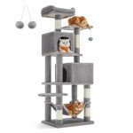 61" Cat Tree Tower with 5 Scratching Posts